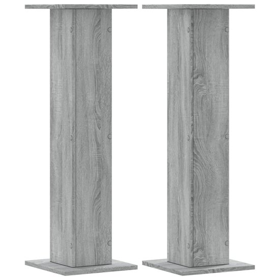 Plantenstandaards 2 St Bewerkt Hout 30 x 30 x 95 cm Grijs sonoma