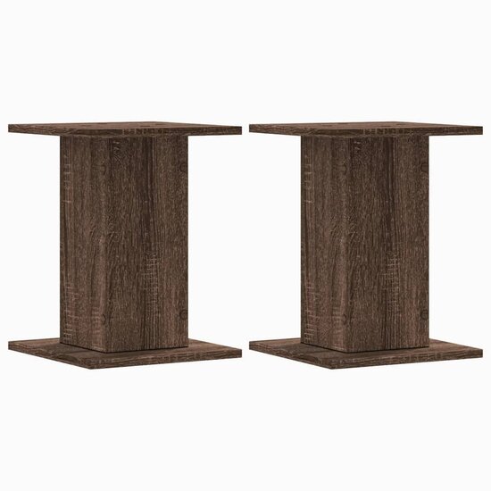 Plantenstandaards 2 St Bewerkt Hout Bruin Eiken 30 x 30 x 40 cm bruin eikenkleur