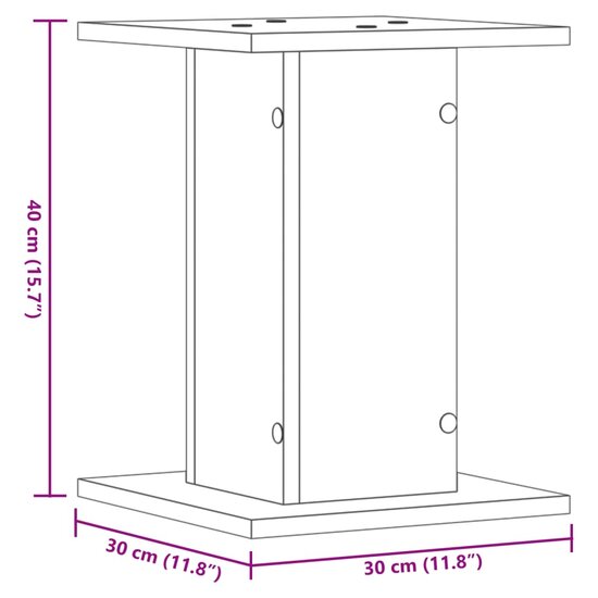 Plantenstandaards 2 St Bewerkt Hout Bruin Eiken 30 x 30 x 40 cm bruin eikenkleur