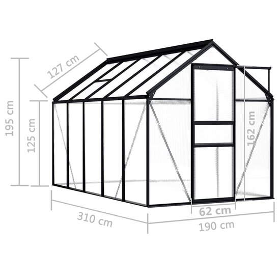 Tuinkas 5,89 M&sup3; Aluminium Antracietkleurig 5.89 m&sup2;