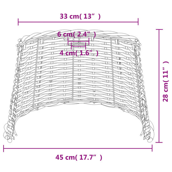 Plafondlampenkap &Oslash;45x28 cm wicker wit