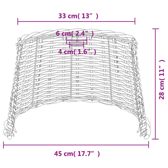 Plafondlampenkap &Oslash;45x28 cm wicker bruin