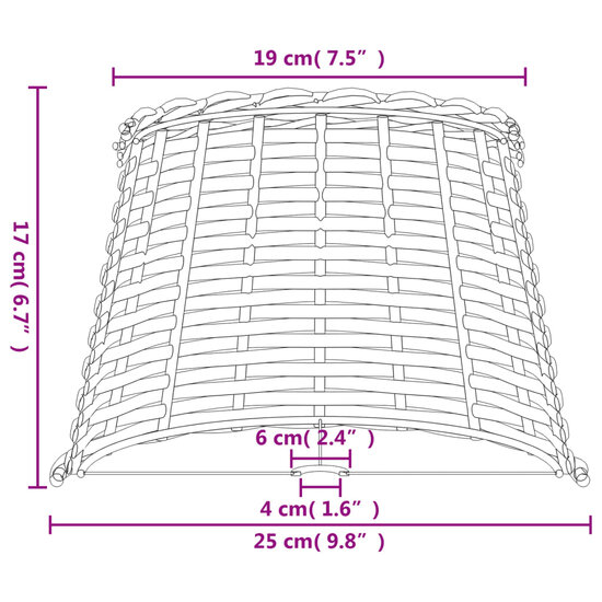 Lampenkap &Oslash;25x17 cm wicker bruin