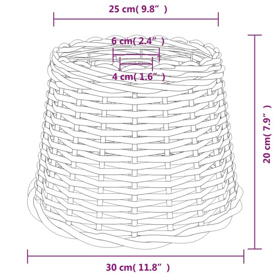 Plafondlampenkap &Oslash;30x20 cm wicker wit