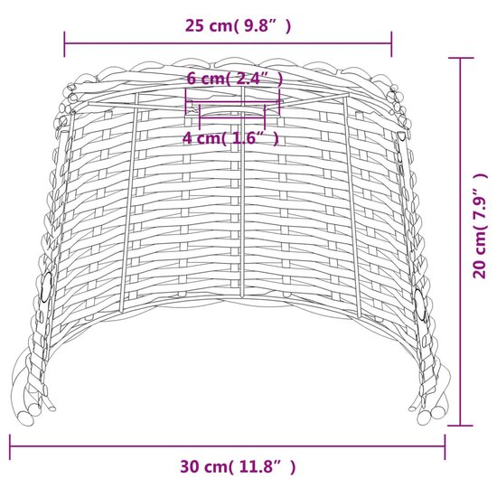 Plafondlampenkap &Oslash;30x20 cm wicker wit