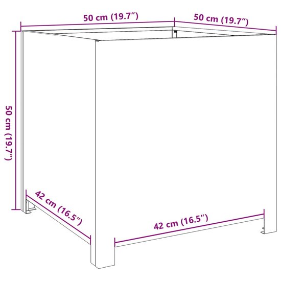 Plantenbak 50x50x50 cm gegalvaniseerd staal