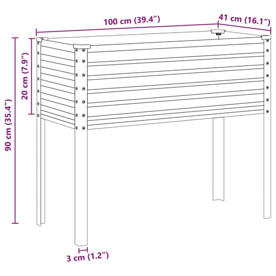 Plantenbak 100x41x90 cm staal bruin