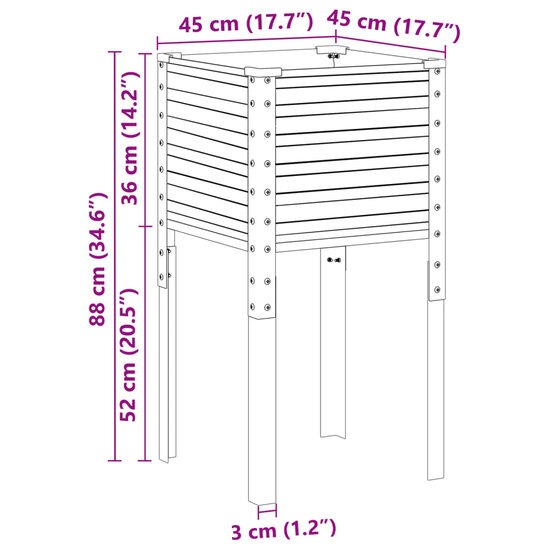 Plantenbak 45x45x88 cm gegalvaniseerd staal