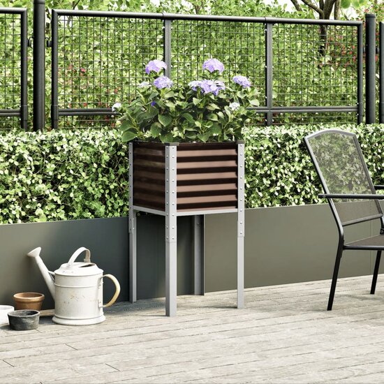 Plantenbak 45x45x88 cm staal bruin