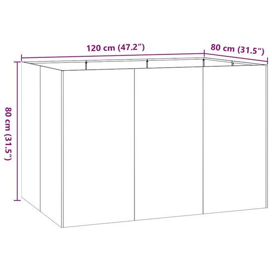 Plantenbak 120x80x80 cm gegalvaniseerd staal