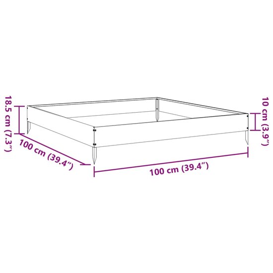 Plantenbak verhoogd 100x100x18,5 cm staal