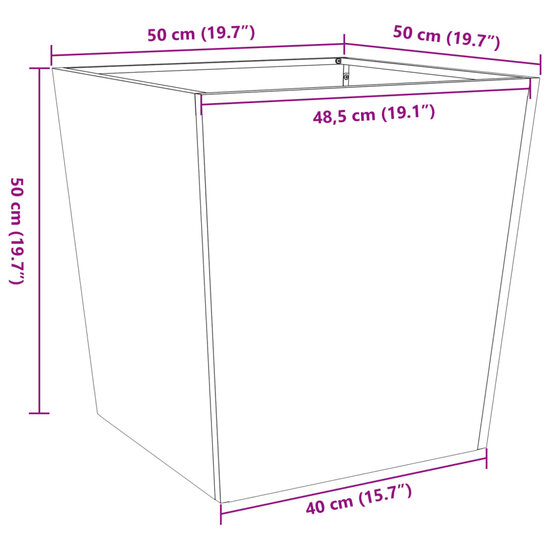 Plantenbak 50x50x50 cm weervast staal