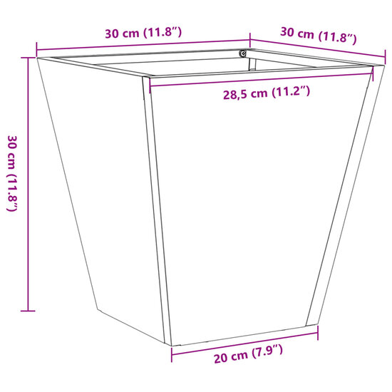 Plantenbak 30x30x30 cm weervast staal