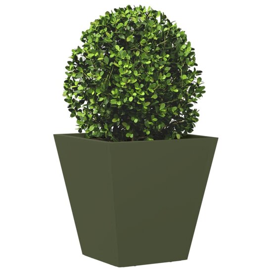 Plantenbak 30x30x30 cm staal olijfgroen