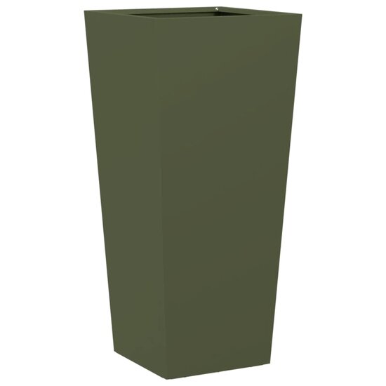 Plantenbak 35x35x75 cm staal olijfgroen