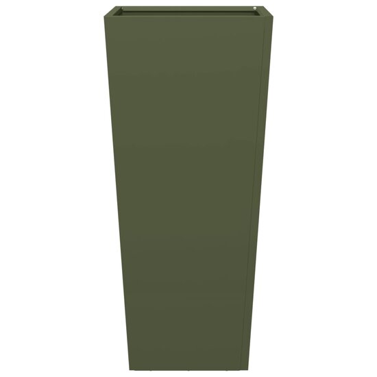 Plantenbak 35x35x75 cm staal olijfgroen