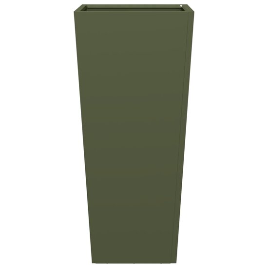 Plantenbak 35x35x75 cm staal olijfgroen