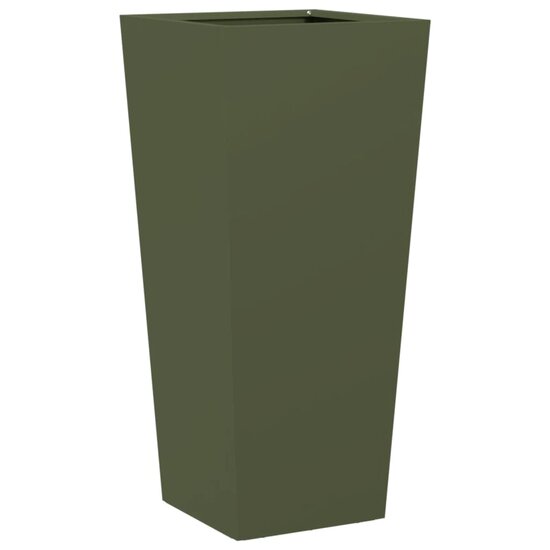 Plantenbak 35x35x75 cm staal olijfgroen