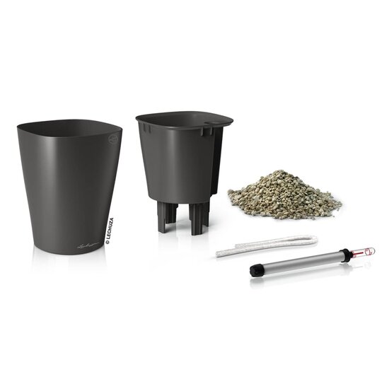 Plantenbak DELTINI ALL-IN-ONE metallic houtskoolkleurig