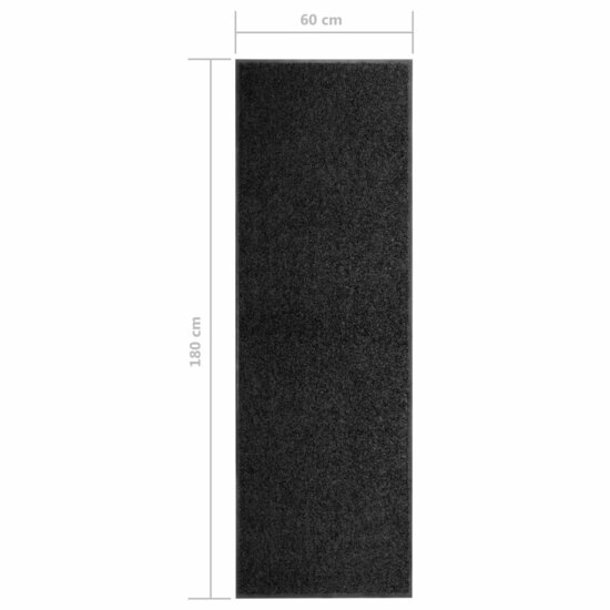 Deurmat wasbaar 60x180 cm zwart