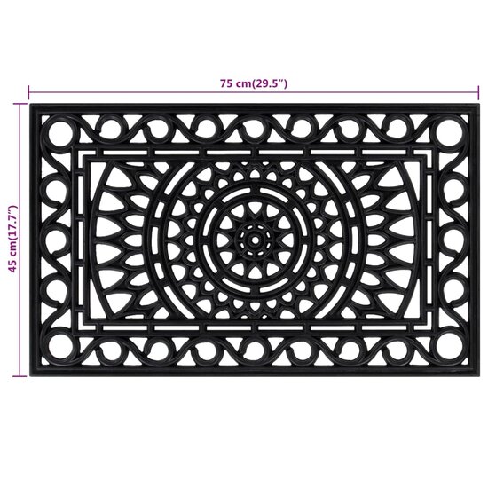 Deurmat rechthoekig 45x75 cm rubber