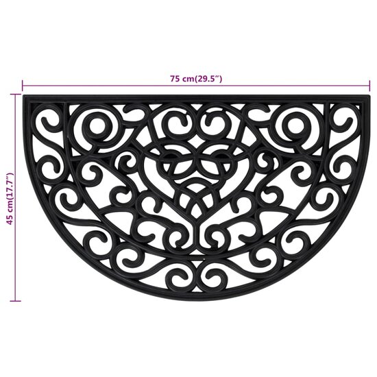 Deurmat halfrond 45x75 cm rubber