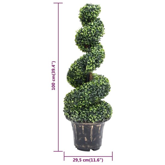 Kunstplant Met Pot Buxus Spiraal 100 Cm Groen 29.5 x 100 cm