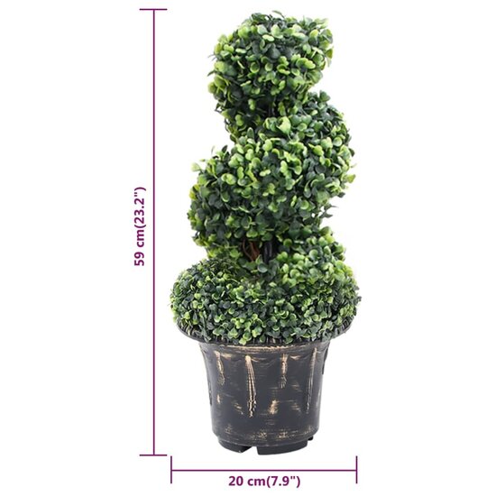 Kunstplant Met Pot Buxus Spiraal 59 Cm Groen 20 x 59 cm