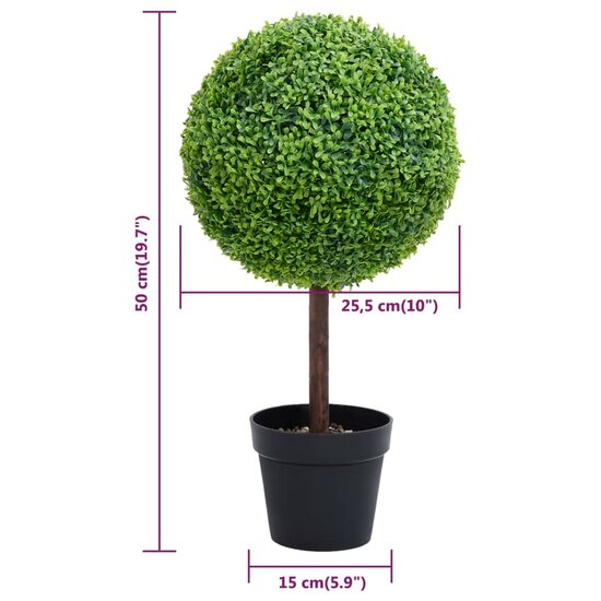 Kunstplant Met Pot Buxus Bolvorming 50 Cm Groen 15 x 50 cm
