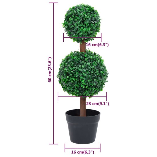 Kunstplant Met Pot Buxus Bolvorming 60 Cm Groen 16 x 60 cm