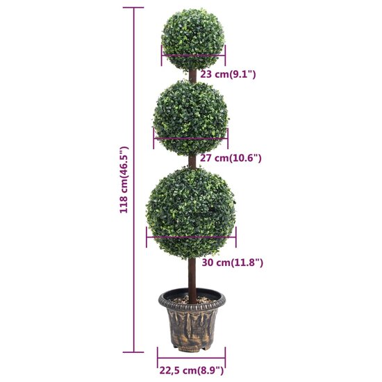 Kunstplant Met Pot Buxus Bolvorming 118 Cm Groen 22.5 x 118 cm