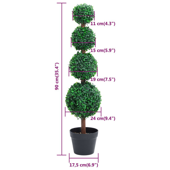 Kunstplant Met Pot Buxus Bolvorming 90 Cm Groen 17.5 x 90 cm
