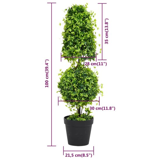 Kunstplant Met Pot Buxus 100 Cm Groen 21.5 x 100 cm