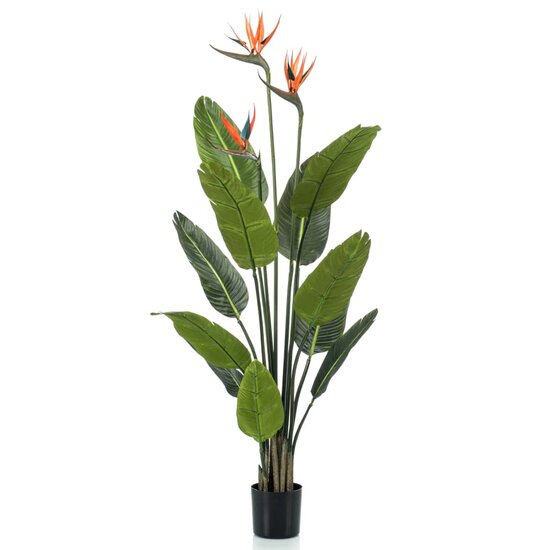 Kunstplant met pot en bloemen Strelitzia 120 cm