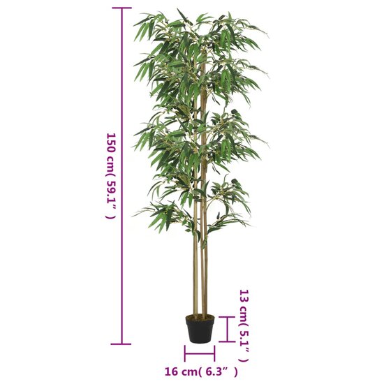 Kunstplant Bamboe 988 Bladeren 150 Cm Groen 16 x 150 cm