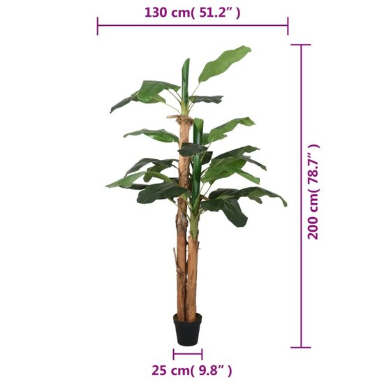 Kunstplant Bananenboom 22 Bladeren Groen 200 cm
