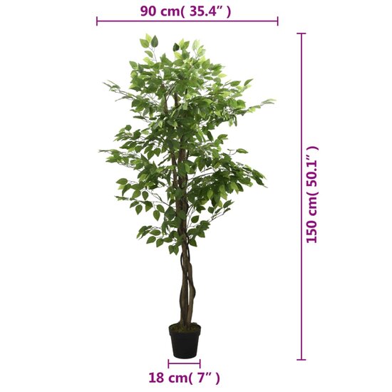 Kunstboom Ficus 756 Bladeren Groen 150 cm
