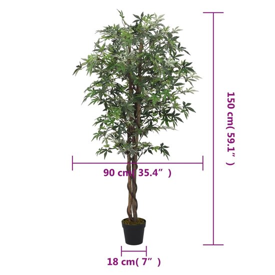 Kunstplant Esdoornboom 504 Bladeren Groen 150 cm