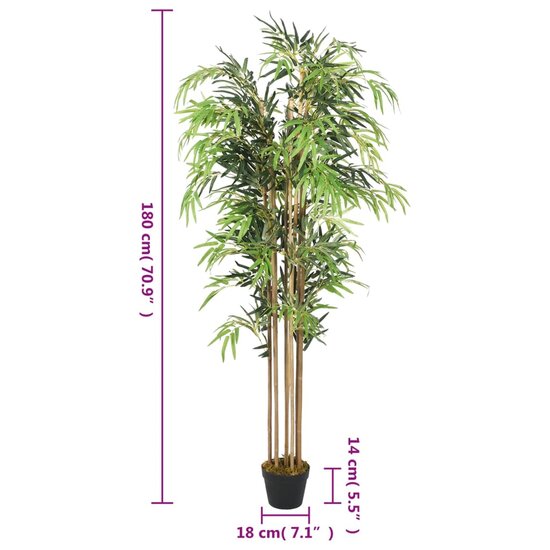 Kunstplant Bamboe 1605 Bladeren 180 Cm Groen 180 cm (rond
