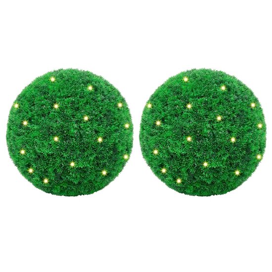 Kunstbuxusballen Met Led-Verlichting 2 St Groen 27 cm