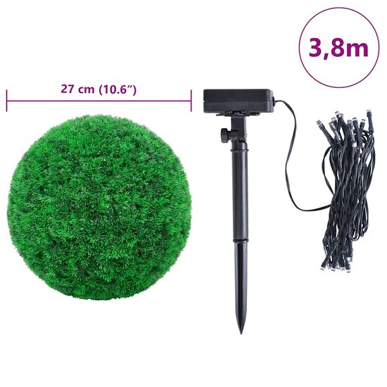 Kunstbuxusballen Met Led-Verlichting 2 St Groen 27 cm