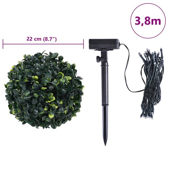 Kunstbuxusballen Met Led-Verlichting 2 St Groen 22 cm