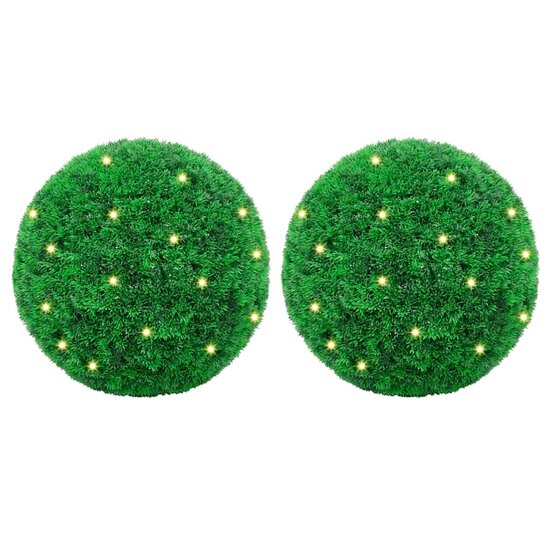 Kunstbuxusballen Met Led-Verlichting 2 St Groen 45 cm