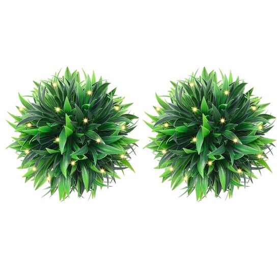 Kunstbuxusballen Met Led-Verlichting 2 St Groen 20 cm