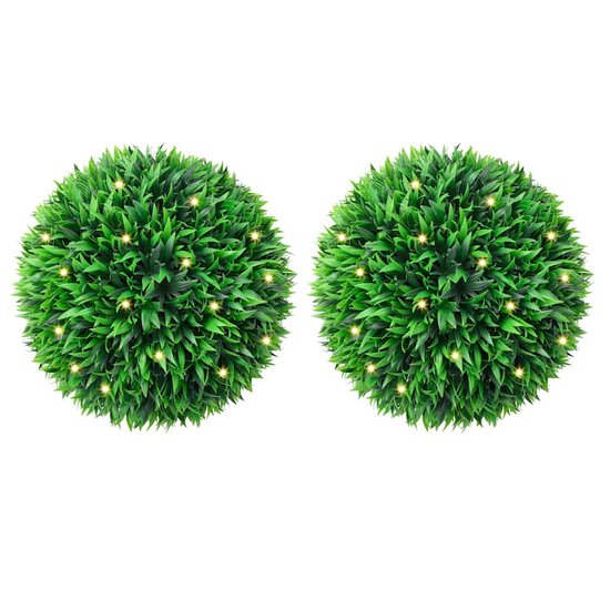 Kunstbuxusballen Met Led-Verlichting 2 St Groen 38 cm