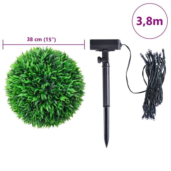 Kunstbuxusballen Met Led-Verlichting 2 St Groen 38 cm