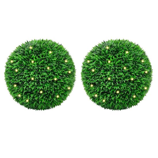 Kunstbuxusballen Met Led-Verlichting 2 St Groen 55 cm