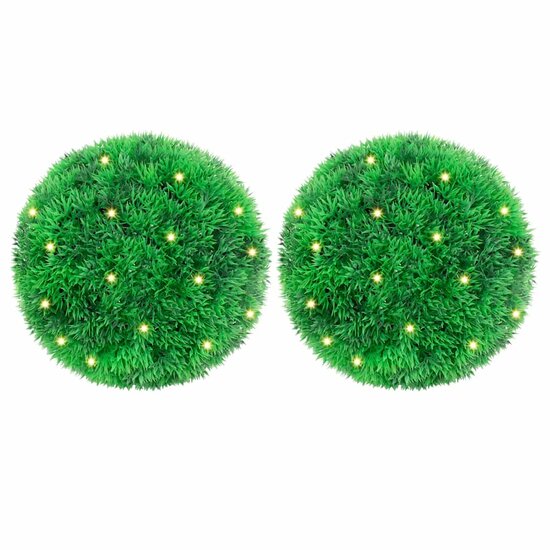 Kunstbuxusballen Met Led-Verlichting 2 St Groen 22 cm