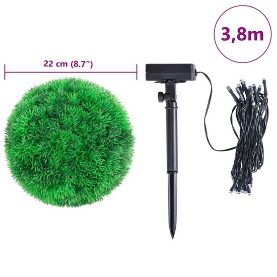 Kunstbuxusballen Met Led-Verlichting 2 St Groen 22 cm