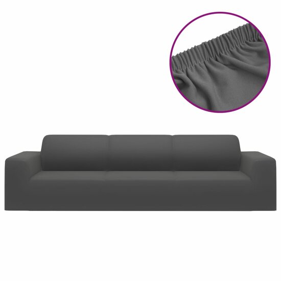 Vierzitsbankhoes stretch polyester jersey antracietkleurig